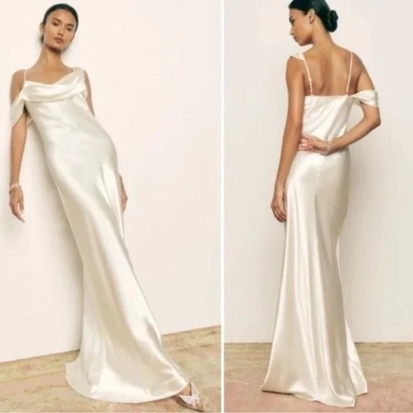 Reformation Ronda Dress Silk Wedding Dress Ivory New - Picture 1 of 10